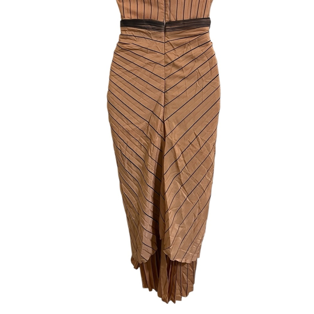 DION LEE Sunray Plunge Dress Pinstripe Pleating Sleeveless in Clay Size 2 US - Picture 9 of 15
